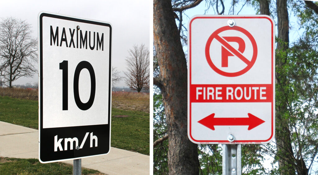 speed limit fire route signs